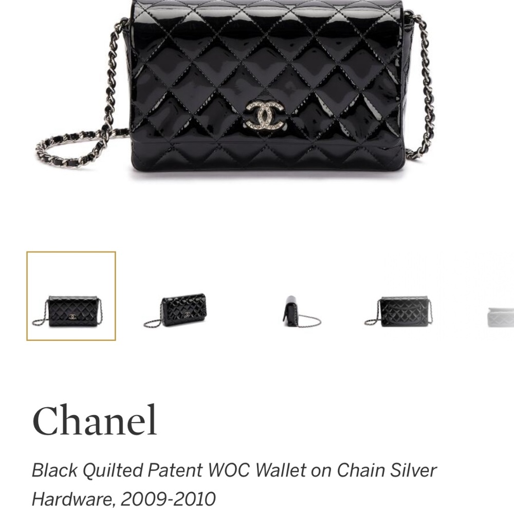 CHANEL Rare Piece - Black Patent WOC Wallet on Chain Silver Hardware, 2009-2010